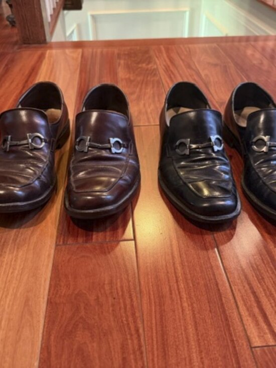 FERRAGAMO LOAFERS MENS BLACK AND BROWN SIZE 10 ITALIAN MADE DEAL!!! PAID $2000